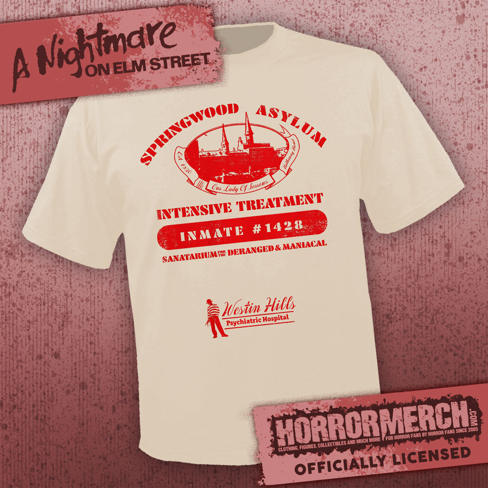 Nightmare On Elm Street - Springwood Asylum (Cream) Mens Shirt