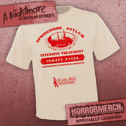 Nightmare On Elm Street - Springwood Asylum (Cream) Mens Shirt