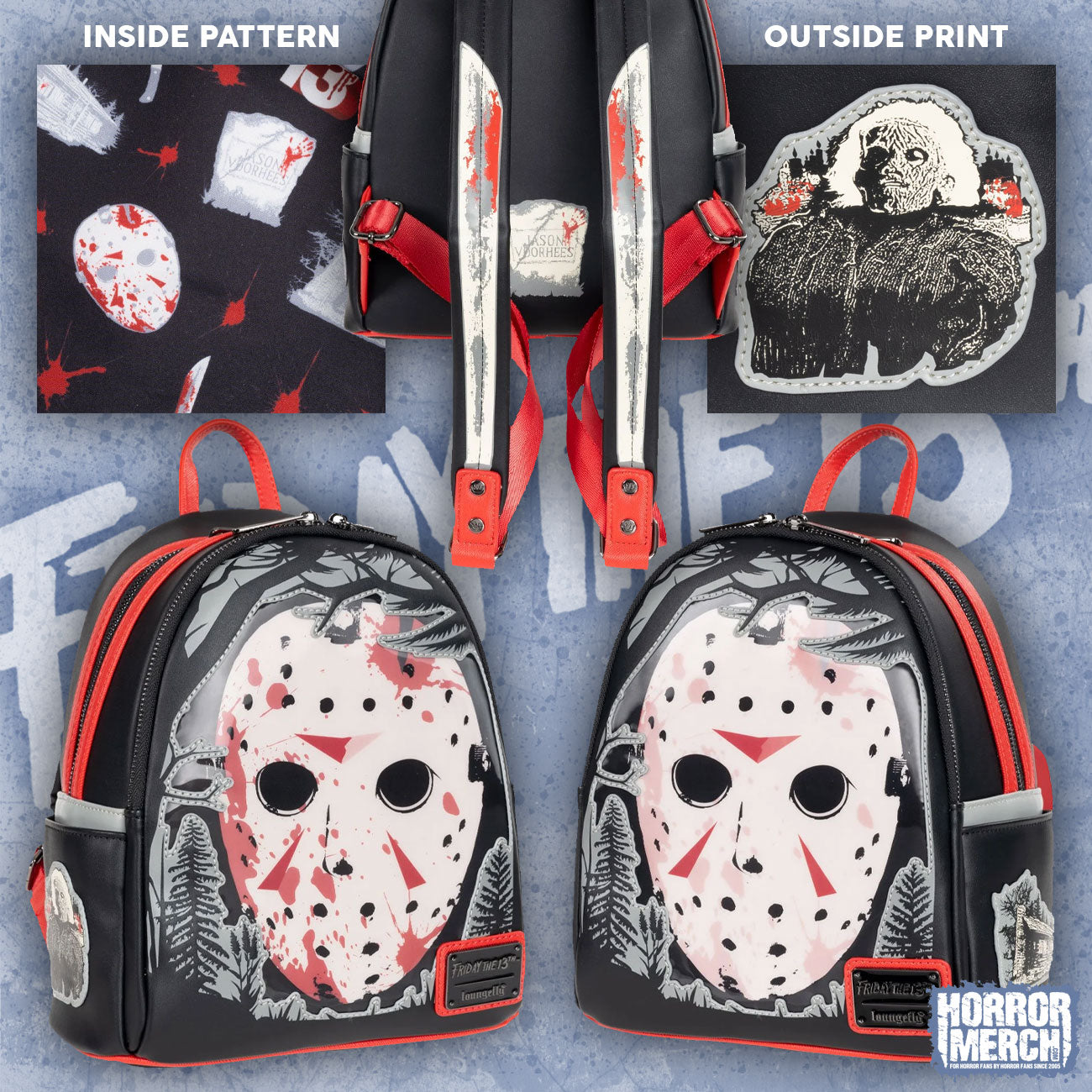 friday the 13th jason mask mini backpack LOUNGEFLY igabiba Featuring a Jason Voorhees design with a glow Loungefly Friday The 13th Jason