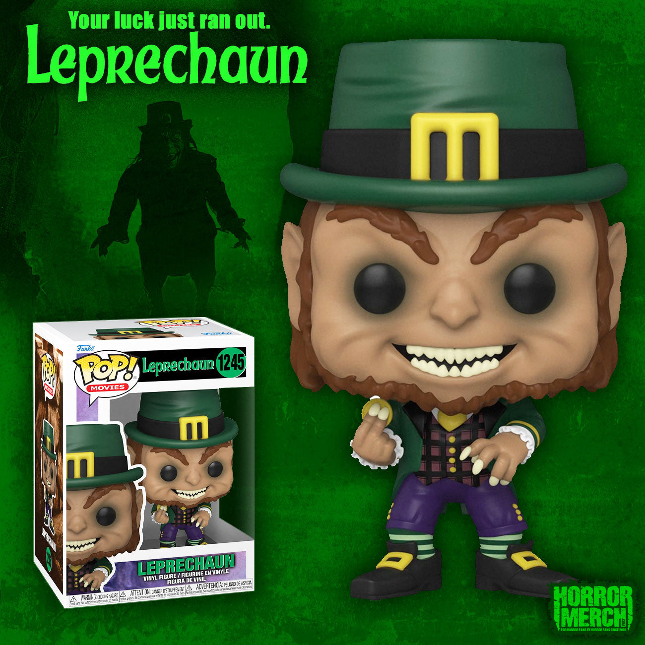 Pre Owned Funko POP! Movies Leprechaun Vinyl Figure (Glow in the Dark Pre Owned Funko POP! Movies Leprechaun Vinyl Figure (Glow in the Dark