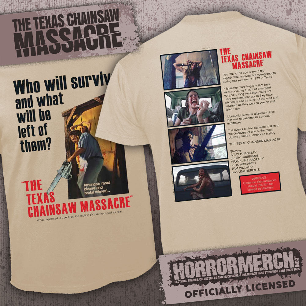 Texas Chainsaw Massacre - Poster (Tan) (Front And Back Print) [Mens Shirt]