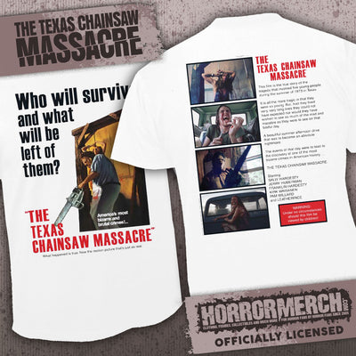 Texas Chainsaw Massacre - Poster (White) (Front And Back Print) [Mens Shirt]