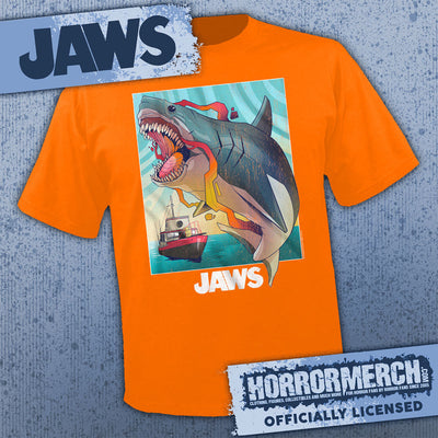 Jaws - Shark Close Up (Orange) [Mens Shirt]