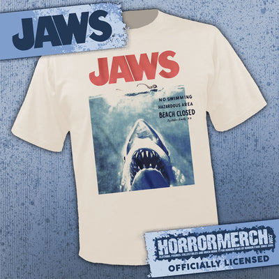 Jaws - Beach Closed (Cream) [Mens Shirt]