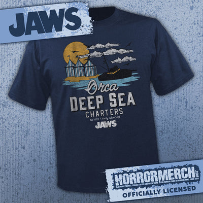 Jaws - Deep Sea Charters (Navy) [Mens Shirt]