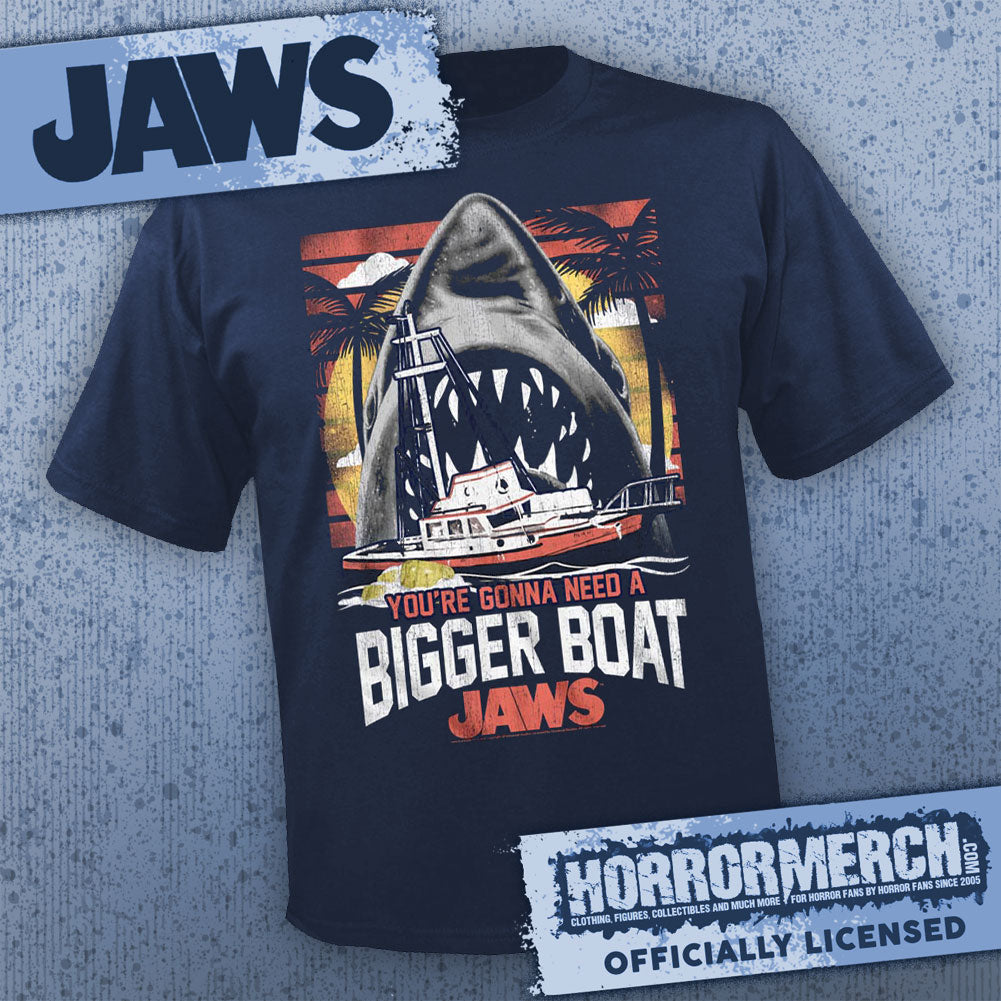 Jaws - Bigger Boat (Navy-Shark) [Mens Shirt]
