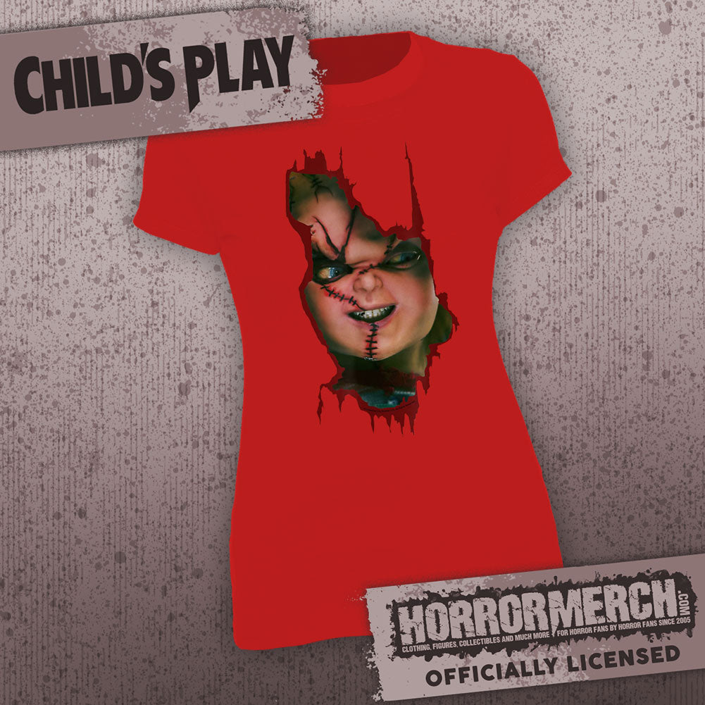 Childs Play - Heres Chucky (Red) [Womens Shirt]